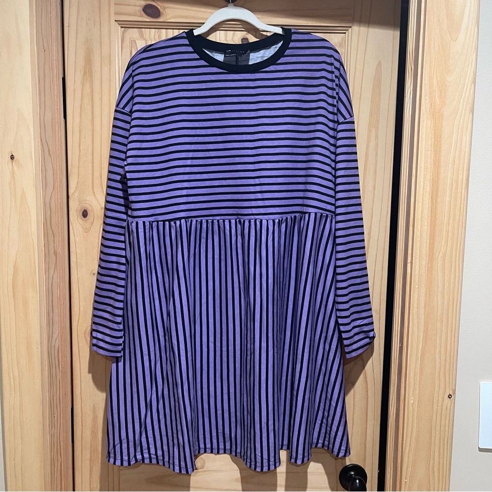 ASOS Design Tall Purple Striped Oversized Babydoll Dress